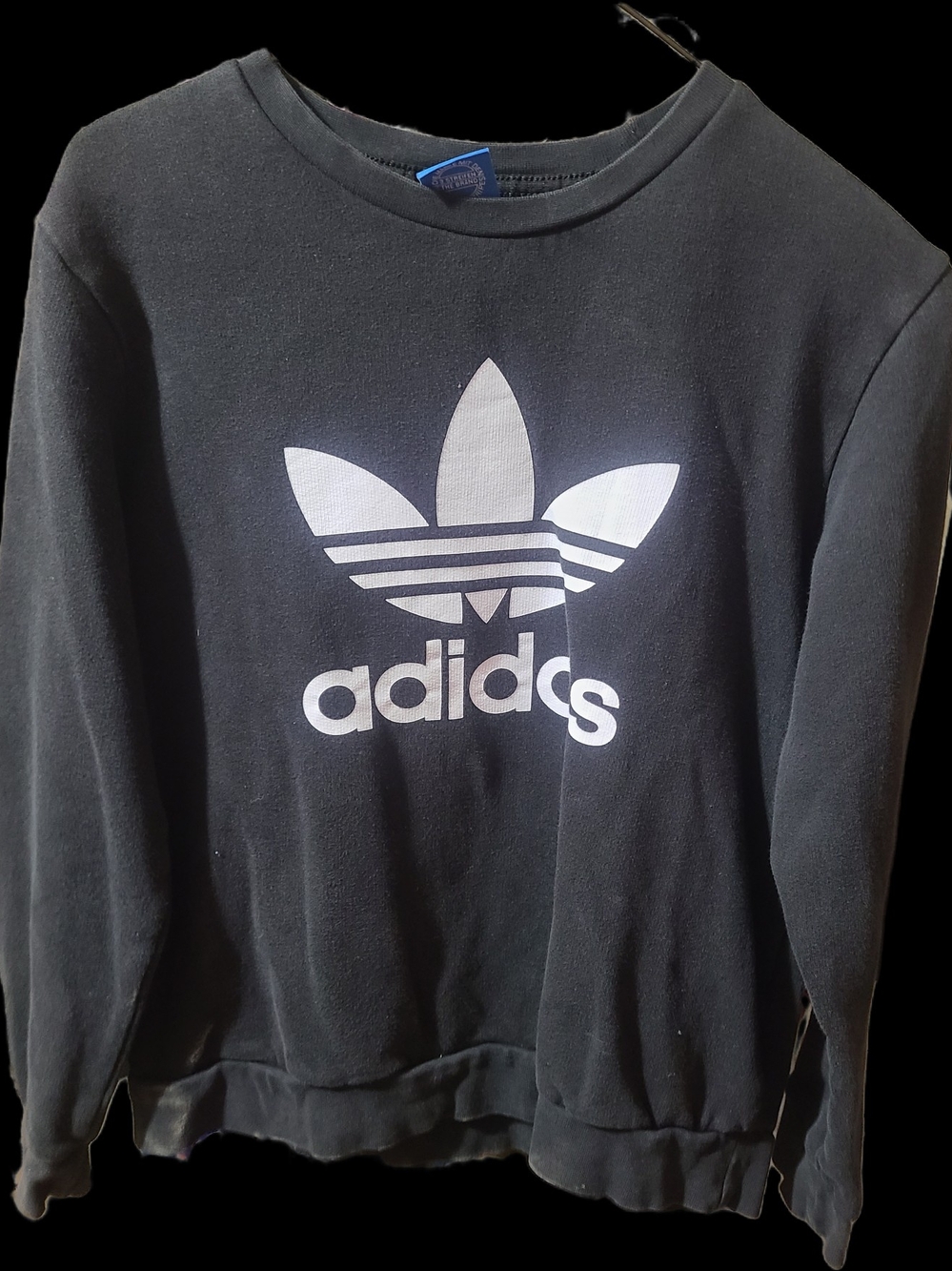 adidas Black Crewneck Sweatshirt with White Trefoil Logo